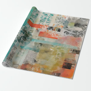 Abstrakte Collage Mixed Media Abstrakt Geschenkpapier