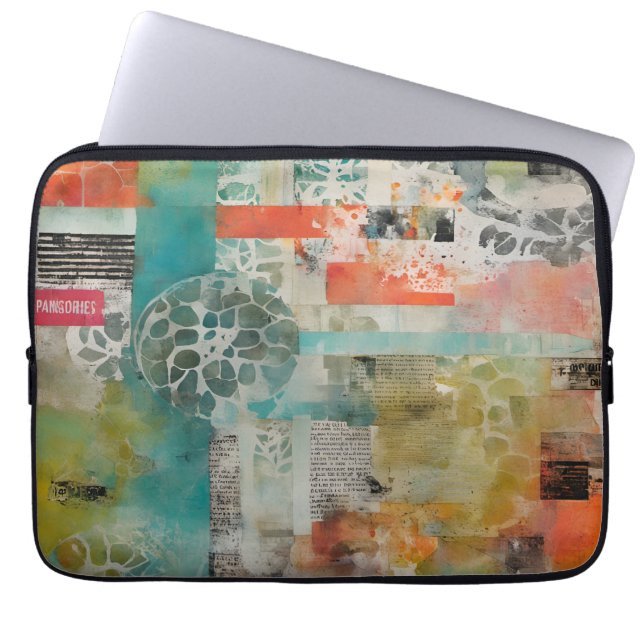Abstrakte Collage Mixed Media Abstrakt Laptopschutzhülle (Vorderseite)