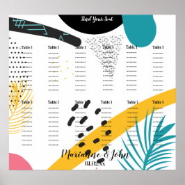 Abstrakte Collage Tropical Wedding Seating Chart Poster