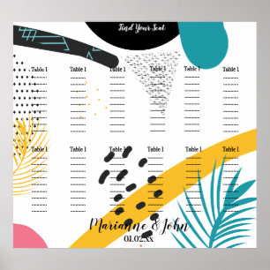 Abstrakte Collage Tropical Wedding Seating Chart Poster