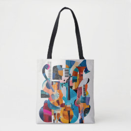 Abstrakte Collage von Musikinstrumenten Tasche