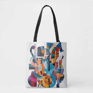 Abstrakte Collage von Musikinstrumenten Tasche