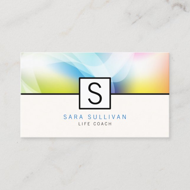 Abstrakte Colour Monogram Life Coach Business Card Visitenkarte (Vorderseite)