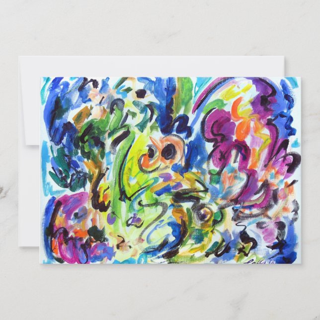 Abstrakte "Colour Whirl"-Einladung Einladung (Vorderseite)