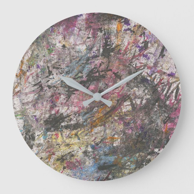 Abstrakte "Confetti zu o"-Uhr Große Wanduhr (Vorderseite)