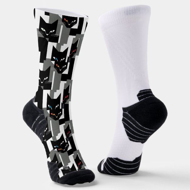 Abstrakte coole Katzenkunst auf Socken (Gewinkelt)