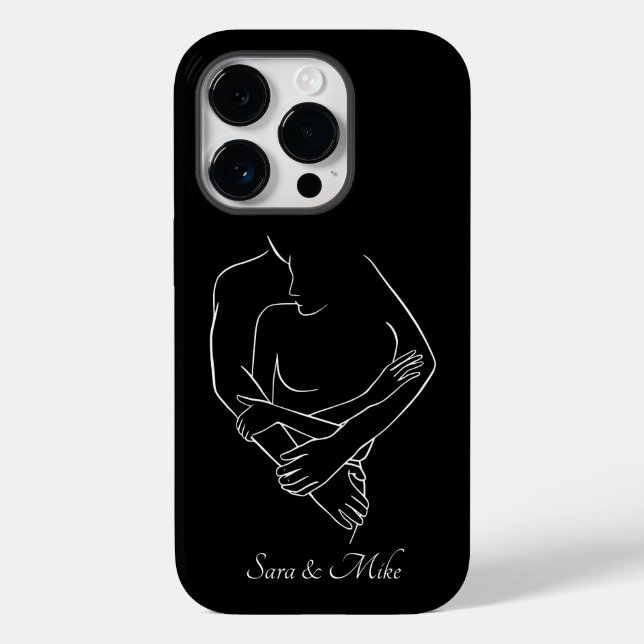 Abstrakte Couple Line Art , Boho Chic Case-Mate iPhone 14 Pro Hülle (Rückseite)