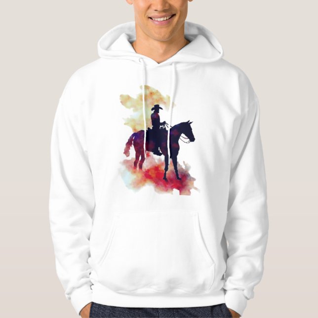 Abstrakte Cowboy-Reitsport-Silhouette Hoodie (Vorderseite)