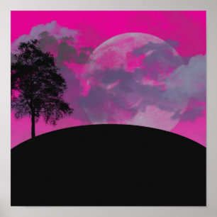 Abstrakte Crimson Moon Canvas Print Poster