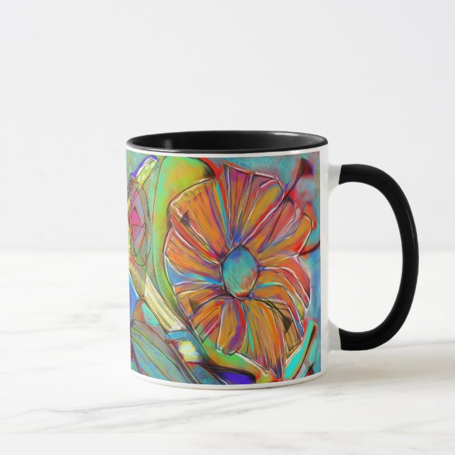 Abstrakte Cubist-Blumen-Tasse Tasse (Rechts)