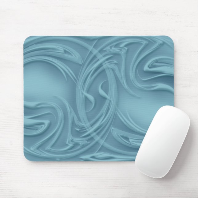 Abstrakte Curlen über blaues Kunstwerk Mousepad (Mit Mouse)