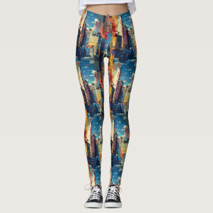 Abstrakte Cyberpunk-Stadtlandschaft-Skyline (4) Leggings