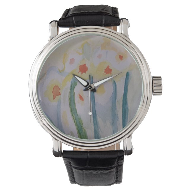 Abstrakte Daffodien Armbanduhr (Vorderseite)
