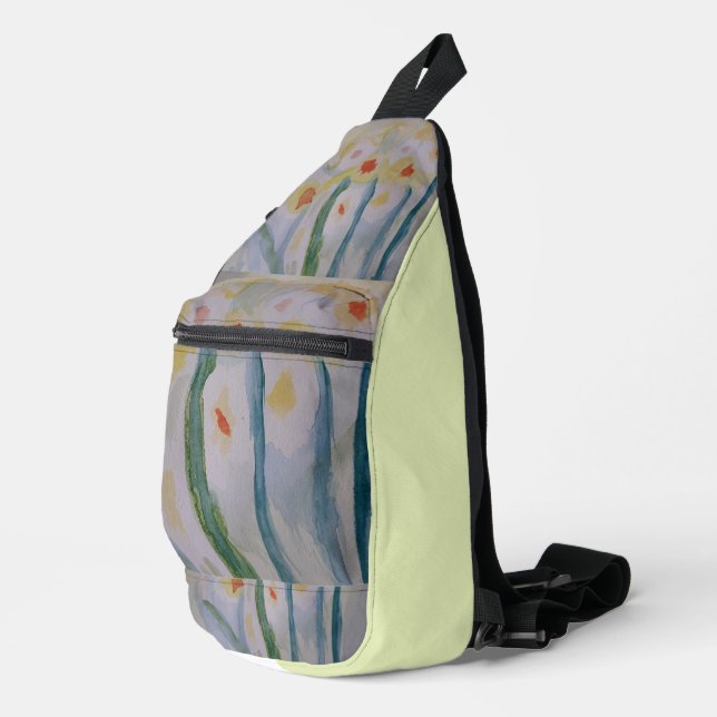 Abstrakte Daffodien Crossbody Bag (Rechte Ecke)