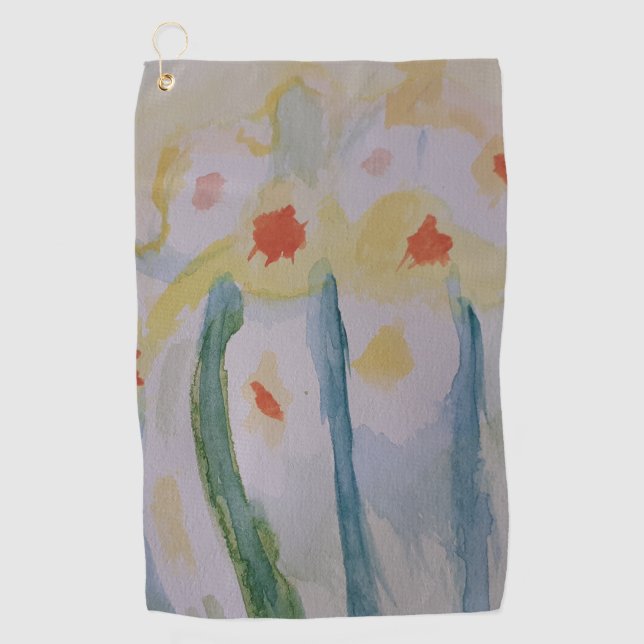 Abstrakte Daffodien Golfhandtuch (Vorderseite)