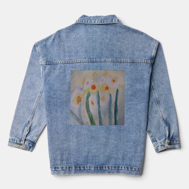 Abstrakte Daffodien Jeansjacke (Rückseite)