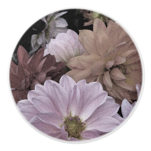 Abstrakte Dahlia Garden Blume Keramik Knochen Keramikknauf (Vorderseite)