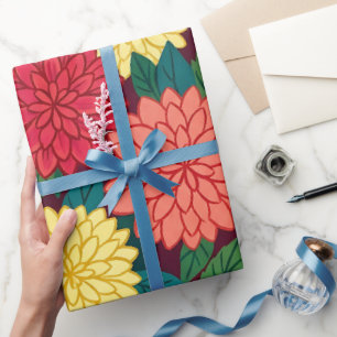 Abstrakte Dahlien-Garten-Schmetterling-Wrap-Papier Geschenkpapier