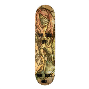 abstrakte Dame der bunten Straßenkunst-Art retro Skateboard