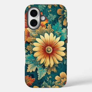 Abstrakte Dämmerung und Blätter Botanische Illustr iPhone 16 Hülle