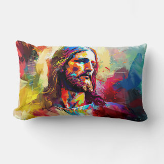 abstrakte Darstellung des Jesus-Gesichts Lendenkissen