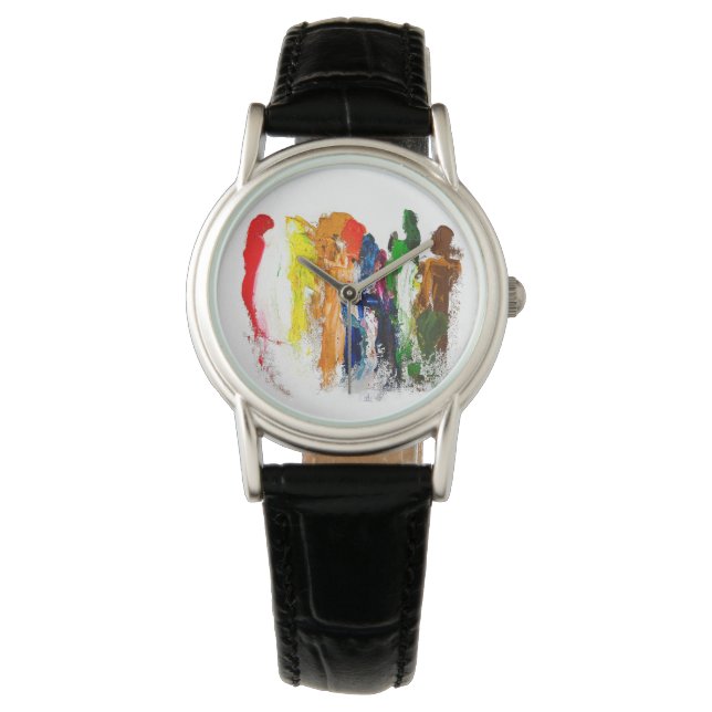 Abstrakte Darstellung menschlicher Figuren in Bewe Armbanduhr (Vorderseite)