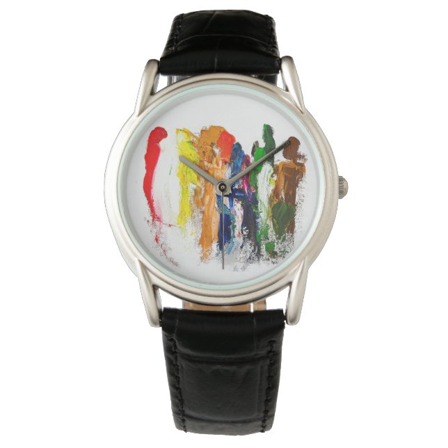 Abstrakte Darstellung menschlicher Figuren in Bewe Armbanduhr (Vorderseite)
