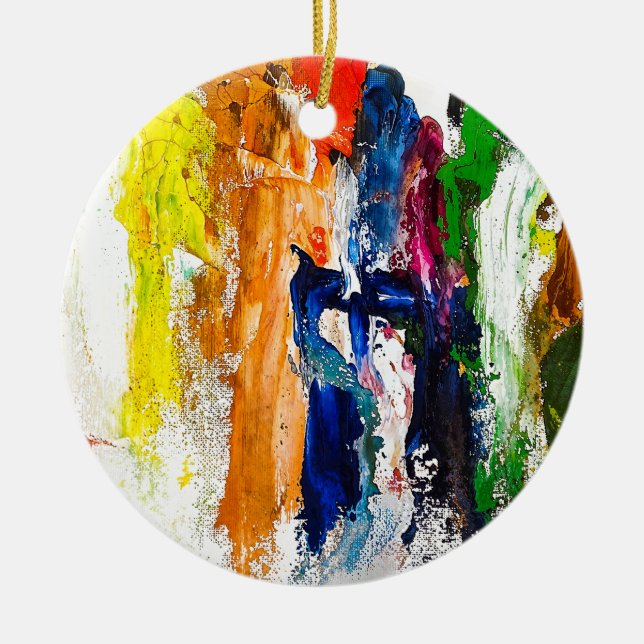 Abstrakte Darstellung menschlicher Figuren in Bewe Keramik Ornament (Vorne)