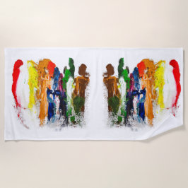 Abstrakte Darstellung menschlicher Figuren in Bewe Strandtuch