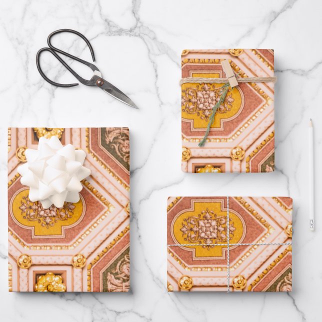 Abstrakte Deckenfotografie in Gelb-Rosa Geschenkpapier Set (Vorderseite)