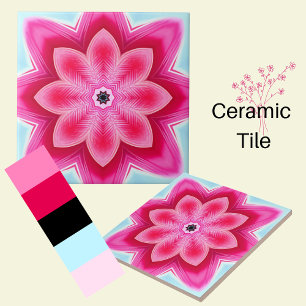 Abstrakte Dekoration in Rosa und Blau Fliese