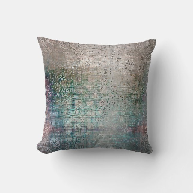 Abstrakte Dekoration Silver Aquamarin zeitgenössis Kissen (Vorderseite)