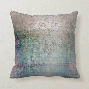 Abstrakte Dekoration Silver Aquamarin zeitgenössis Kissen