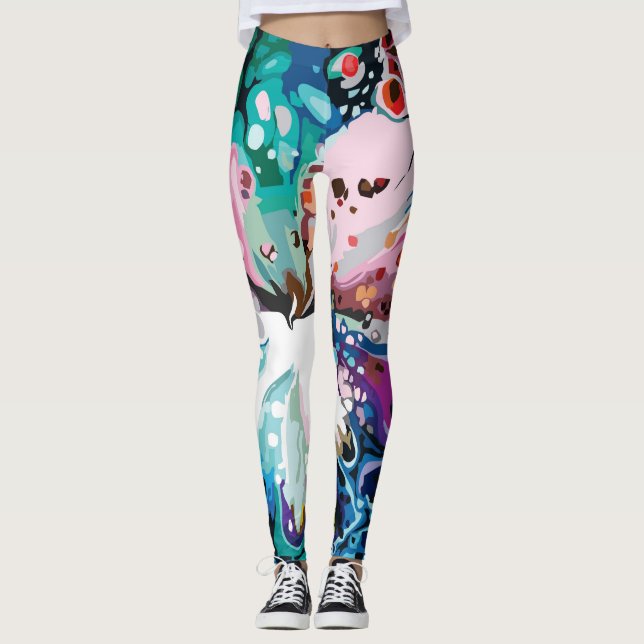 Abstrakte Design-Marmor-Muster Leggings (Vorderseite)