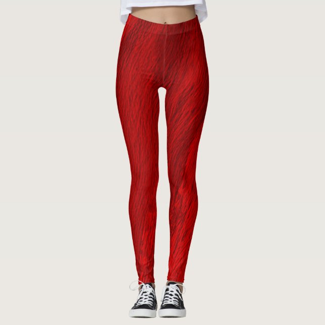 Abstrakte Diagonalfarben in roter Ausführung Leggings (Vorderseite)