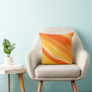 Abstrakte Diagonalorange und Gelbe Streifen Kissen