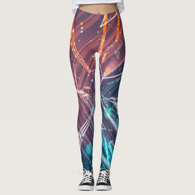 Abstrakte digitale Elektronik Moderne Kunst Leggings (Vorderseite)