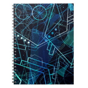 Abstrakte digitale geometrische Daten Blaue Kunst Notizblock