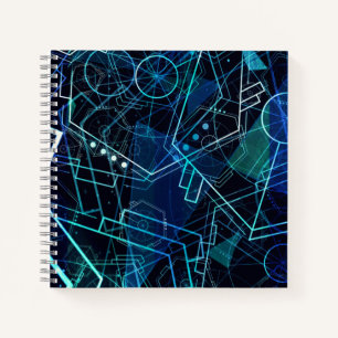 Abstrakte digitale geometrische Daten Blaue Kunst Notizbuch