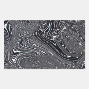 Abstrakte digitale Kunst in Schwarz und Weiß Rechteckiger Aufkleber