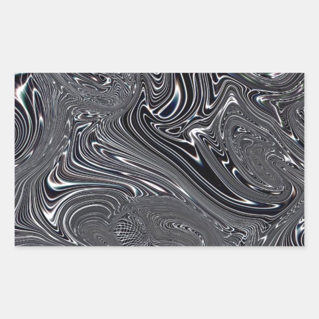 Abstrakte digitale Kunst in Schwarz und Weiß Rechteckiger Aufkleber (Vorderseite)