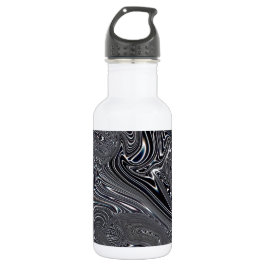 Abstrakte digitale Kunst in Schwarz und Weiß Trinkflasche