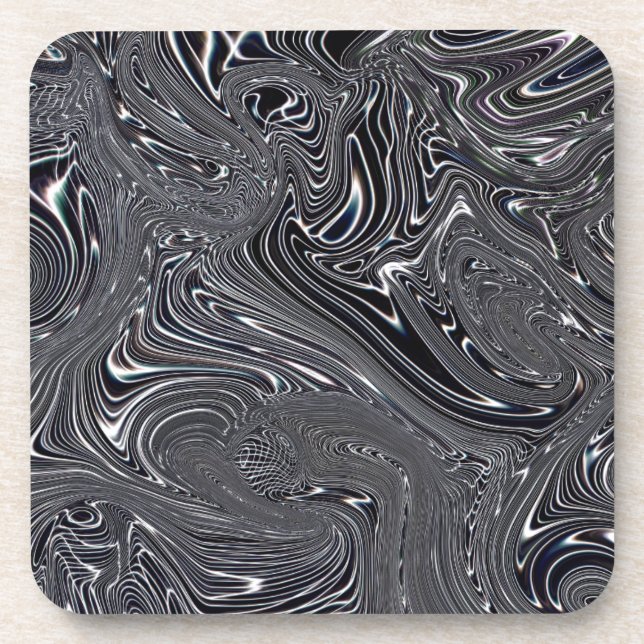 Abstrakte digitale Kunst in Schwarz und Weiß Untersetzer (Vorderseite)