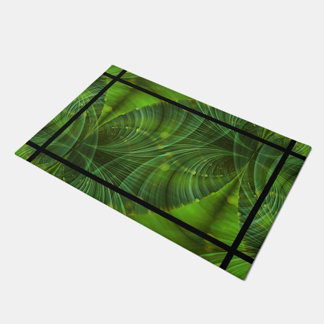 Abstrakte digitale Kunst - Zeit für Tunnel grün Fußmatte (Schrägansicht)