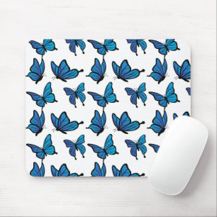Abstrakte digitale nahtlose blaue Schmetterlinge Mousepad