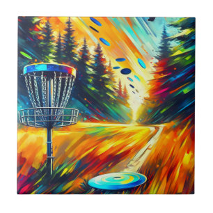 Abstrakte Disk Golf Art Fliese
