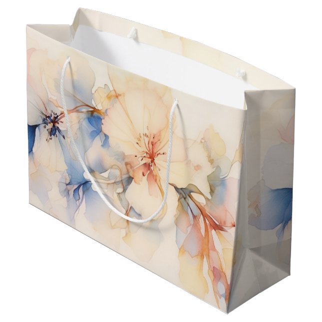 Abstrakte Dogwood-Blume Große Geschenktüte (Rückseite Schrägansicht)