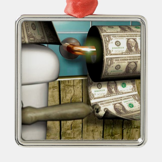 Abstrakte Dollar-Toiletten-Rechnungen Ornament Aus Metall (Vorne)