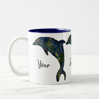Abstrakte Dolphin-Kunstwerke Zweifarbige Tasse