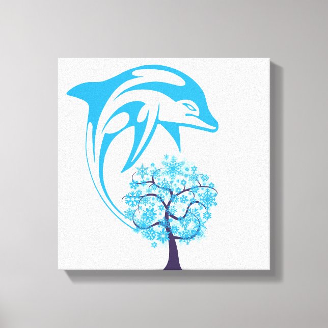 Abstrakte Dolphin Wrapped Canvas Leinwanddruck (Vorderseite)